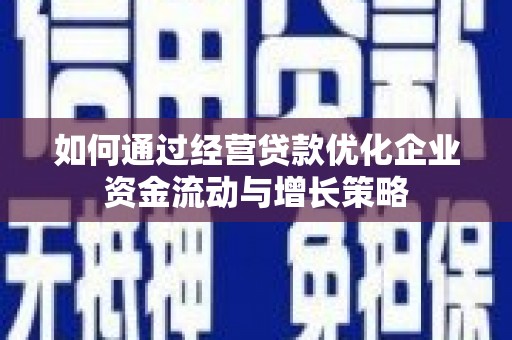 嵊泗如何通过经营贷款优化企业资金流动与增长策略