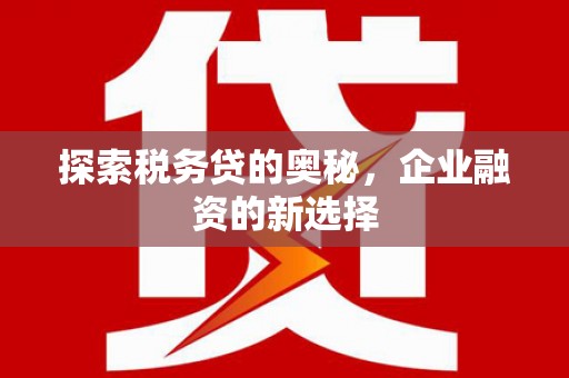 嵊泗探索税务贷的奥秘，企业融资的新选择