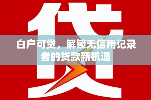 嵊泗白户可贷，解锁无信用记录者的贷款新机遇