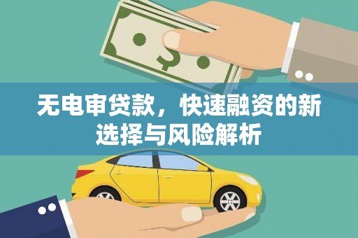 嵊泗无电审贷款，快速融资的新选择与风险解析