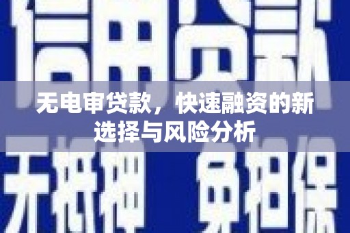 嵊泗无电审贷款，快速融资的新选择与风险分析