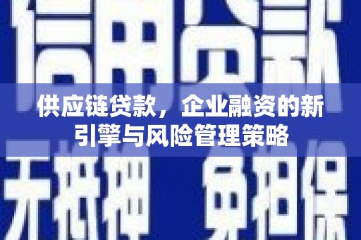 嵊泗供应链贷款，企业融资的新引擎与风险管理策略