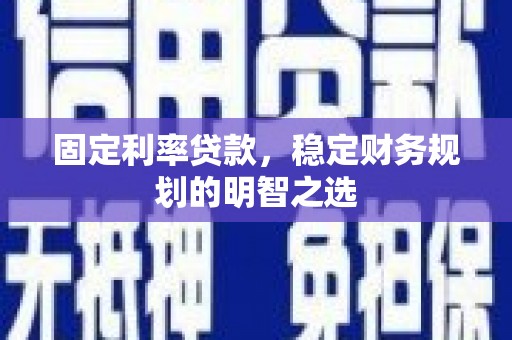 嵊泗固定利率贷款，稳定财务规划的明智之选