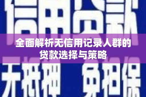嵊泗全面解析无信用记录人群的贷款选择与策略